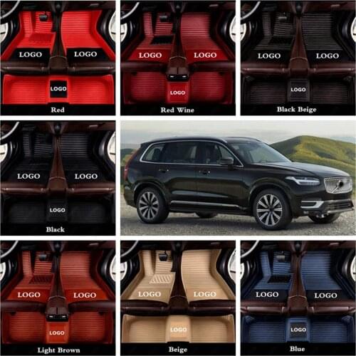 Leather Car Foot Mats for Volvo V90 V40 C30 V60 S80 S90 S40 S60 XC70 XC90 XC40 XC60 Leather Car Floor Mats Auto Carpet Cover