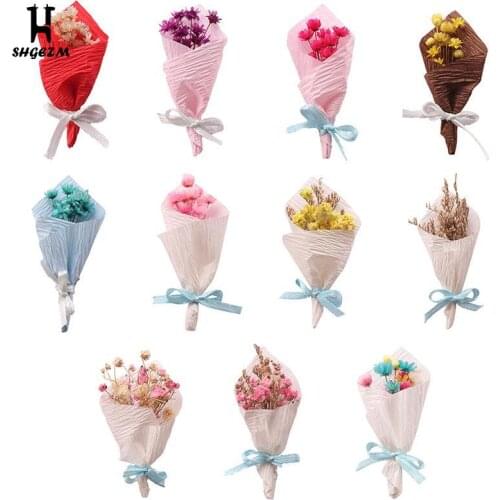 Doll House 1:12 Miniature Dry Bouquet Flower Gift Life Scene Model With Box Doll House Bouquet Doll Decoration