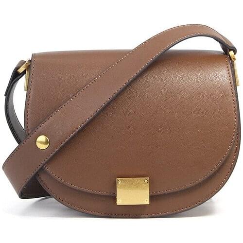 Hot Sale Women Crossbody Bags Genuine Leather Female Saddle Bag Retro Solid Cowhide Shoulder Messenger Bag Brown bolsas mujer