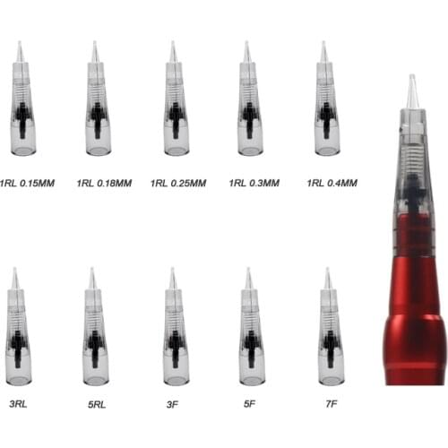 Microblading Eyebrow Lip Tattoo Needle Cartridges 1R/3R/5R/9U Permanent Makeup Sterilized Tattoo Pen Machine Needles 10PCS