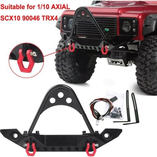 RC Car Metal Front Bumper With LED Light for SCX10 90046 Trsxxas TRX4 1/10 RC Crawler Axial Remote Control Car Upgrade Parts