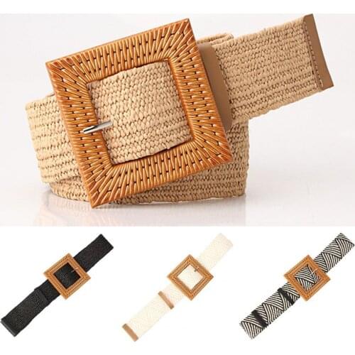 Fashion Women Square Buckle Braided Waist Belt Women Adjustable Bohemia Dress Belt Clothes Ornament