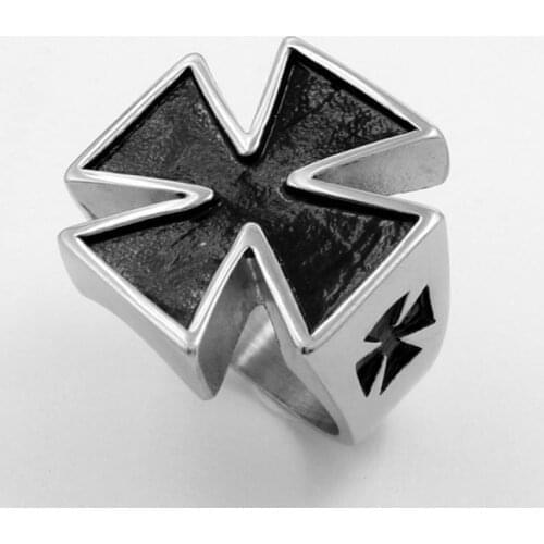 New Religious Christian Cross Pattern Ring Mens Ring Templar Knight Crusader Knight Ring Metal Ring Accessories Party Jewelry