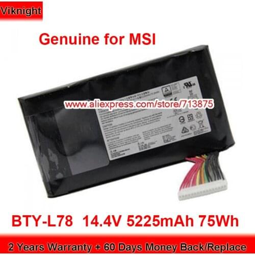 Genuine BTY-L78 Battery for Msi GT62VR 6RD GT73VR 6RE-013CN GT75VR 7RF GT80 GT83VR Series 14.4V 5225mAh 75Wh