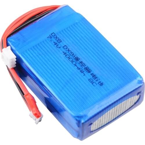 RC Transmitter Battery 7.4V 4000mAh 8C Rechargeable Lipo Battery for DX9 DX8 DX7 DX6E Remote Controller