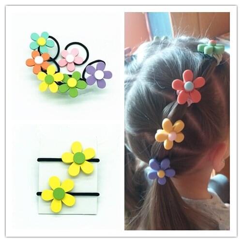 2/6/12pcs Girls Cute three-dimensional flowers Elastic Hair Band Scrunchies Ponytail Holder Headbands for Kids Hair Accessories