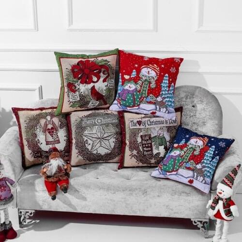 Christmas Pillowcase Santa Pillow Cover Cotton Linen Sofa Car Throw Pillow Case Cushion Cover Home Decor Funda De Almohada