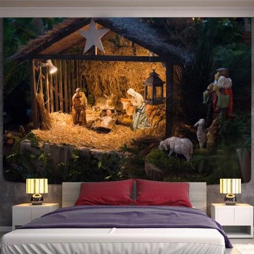 Christmas Fireplace And Snow Wall Hanging Merry Christmas Tapestry For Home Deco Christmas Gift Print Tapestries