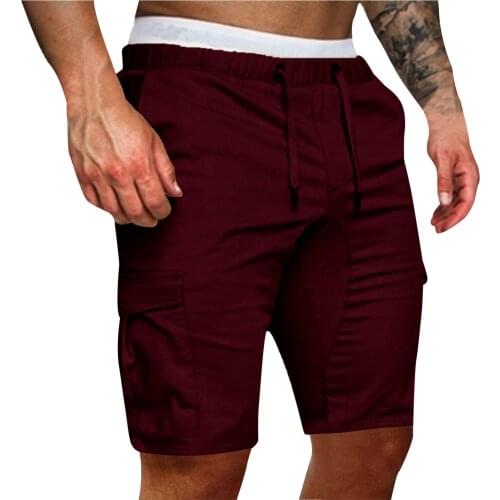 Men Solid Color Trunk Fitness Streetwear Casual Drawstring Breathable Gym Shorts Loose Cargo Shorts Summer Shorts Men Clothing