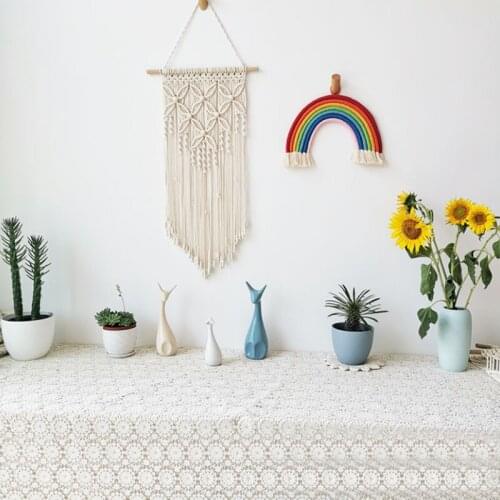 Nordic Chic Wall Hanging Tapestry Bohemian Woven Spiral Macrame Tassel Handmade Cotton Knitting Tapestry for Home Decor Textile