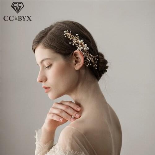 CC wedding jewelry hair combs bride crown pearl luxury bridal engagement accessories branch shape fine shine cz stone gifts O384