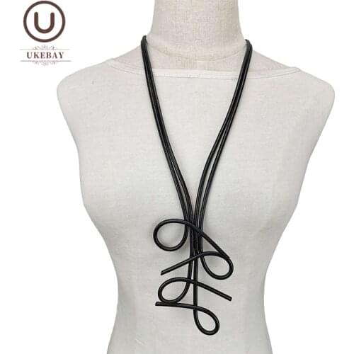 UKEBAY New Original Design Pendant Necklace Ethnic Sweater Chain For Women Black Pendant Necklaces Party Clothes Accessories