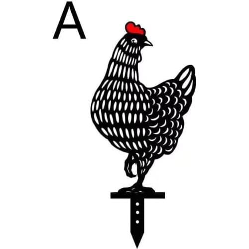 Home Garden Decoration Ornaments Pastoral Black Chicken Insert Card Outdoor Decoration Items