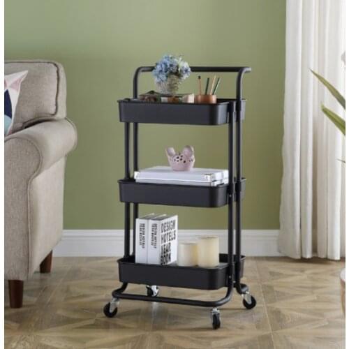 Oversea Stock!!!Metal 3 Tier Kitchen Trolley With Wheels Rolling Storage Cart Home Storage Shelf Organizer Rack For Bathroom HWC