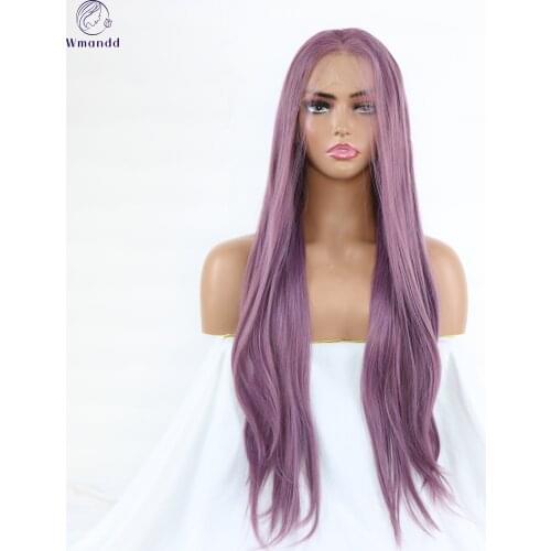 Wmandd Long Natural Wave Purple Synthetic Lace Front Wigs For Women Natural Hairline Free Part Cosplay High Temperture Fibe