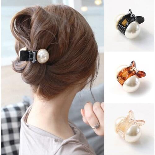 Fashion Big Pearls Hair Claw Mini Round Flower Hair Crab Clips Styling Make up Tool Women Girls Hair Accessories Headwear