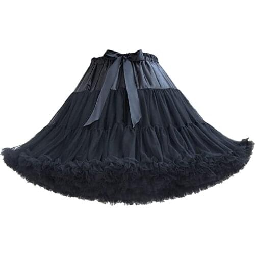 Womens Petticoat Puffy Chiffon Pettiskirts Underskirt Elastic Waist Ballet Skirt Tutu Tulle Skirt