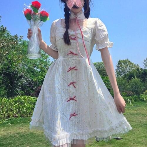 Sannian Sweet Lolita Girl Design Sense Square Neck Strapless Dress Women 2021 Summer New Dresses Ladies Clothes Cosplay Dresses