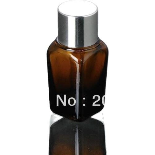 15ml brown square essential oil bottle with silver aluminum lid plastic stopper dropper ,glass bottle for cosmetic packing