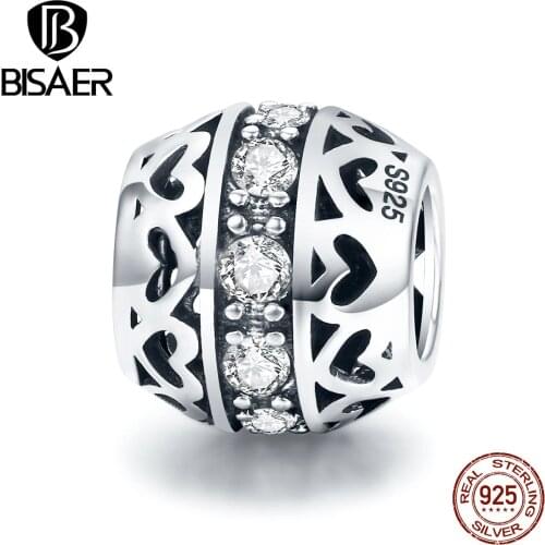 Authentic 100% 925 Sterling Silver Heart Love. Openwork Round Heart Beads fit Charms Bracelet & Bangle Sterling Silver Jewelry