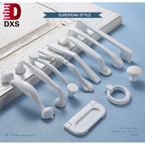 White Cabinet Handles Aluminium Alloy Kitchen Closet Door Knobs and Cupboard Handles Drawer Pulls Furniture Handle Hardware