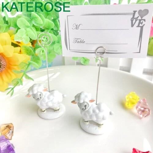 FREE SHIPPING 6PCS/LOT Baby Birthday Party Table Decor Cute Sheep Place Card Holder Photo Holders Newborn Christening Gifts