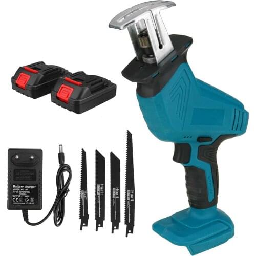88V Cordless Reciprocating Saw + 4 Saw Blades Metal Cutting Wood Tool Portable Woodworking Cutters with 1/2 Batterys Charger