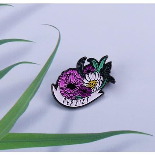 Persist Feminism Liberalism Floral Enamel Pin Feminist Brooches Lapel Pin Backpack Bag Accessories Gift for Women Girls