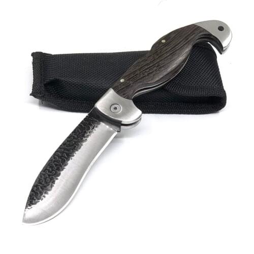 Wood Handle Folding Damascus Knife Survival Tactical Pocket Knife Outdoor EDC Defense Tool Utility Hiking Camping Hunting Knives