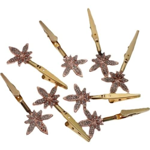 Leaf Design Smoking Tobacco Holder Clip Roach ATM Card Blunt Hand Rack Nail Grippers Handmade Rhinestones for Man/Women