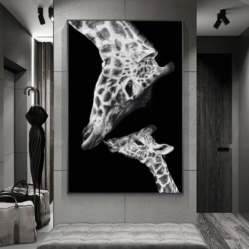 Giraffe Mother and Child Canvas Paintings On the Wall Art Posters and Prints Nordic Animals Funny Art Pictures Cuadros Decor