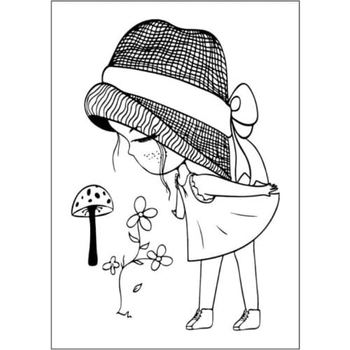 Mushroom Girl Transparent Clear Silicone Stamp Seal DIY Scrapbooking Stencil Decorative Painting Template Office School Supplies