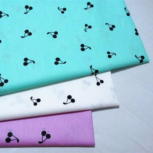 Cotton Twill Violet Aqua Cherry Printed Fabric Clothing Bag Home Decoration Textile Pillow Curtain DIY Patchwork Sewing Material