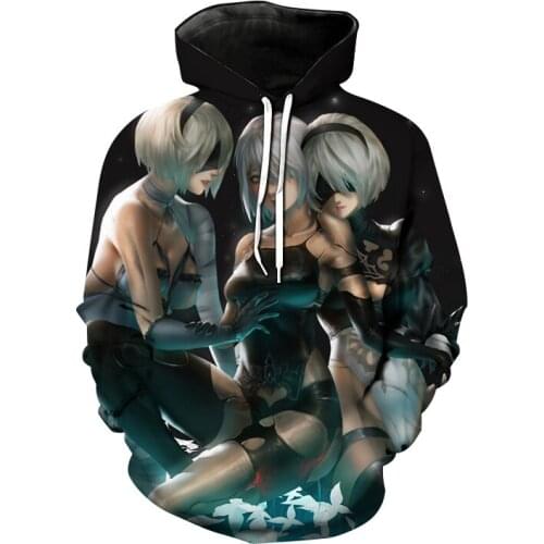 Nier Automata Hoodies Anime Game 3D Print Sweatshirt Men Women Fashion Oversized Hoodie Harajuku Pullover Coat