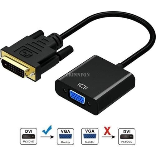 100Pcs/Lot DVI to VGA DVI-D to VGA Adapter Cable 24+1 25 Pin DVI Male to 15 Pin VGA Female Video Converter Connector