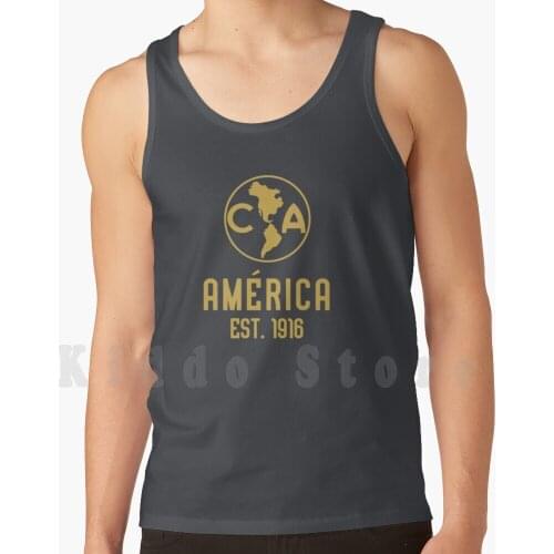 Club America Gold Tank Tops Vest 100% Cotton Club America America Club De Fútbol América Las Águilas Los Azul