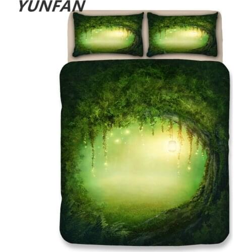 3Pcs green tree HD Digital print 3d duvet cover sets trees bedding set kids single double queen king quilt cover sets bedclothes