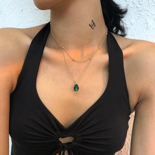 Lalynnly Summer Refreshin Teardrop-Shaped Pendants Necklaces Gold Color Female Clavicle Chain Necklace For Women Jewelry N8636