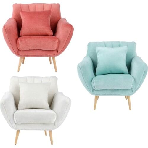 1:12 Scale Wood Dollhouse Single Sofa Pillow Furniture Model DIY Toy Crafts