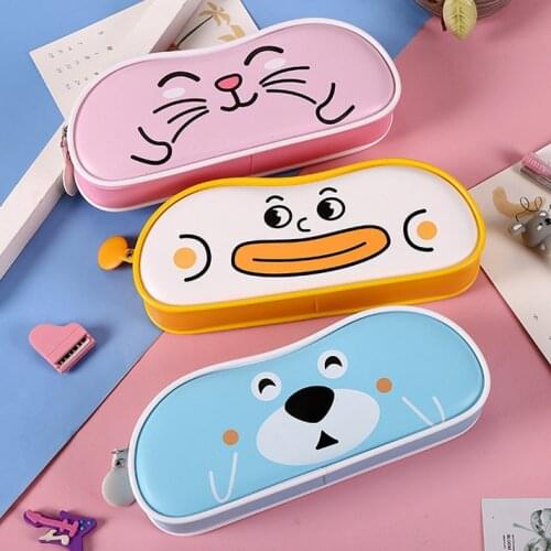 Korean Version Cute Cartoon Pattern Pencil Case High Capacity Little Yellow Duck Student Stationery Storage Bag School Supplies