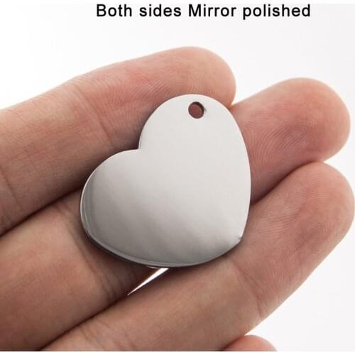 100% Stainless Steel Mini Heart Charm Pendant For Jewelry Making Blank Metal Tag Mirror Polished Wholesale 50pcs