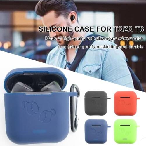 Rondaful Soft Silicone Earphone Case For TOZO T6 Shockproof 4 Colors Earbuds Protective Cover with Hook Earphone Accessories