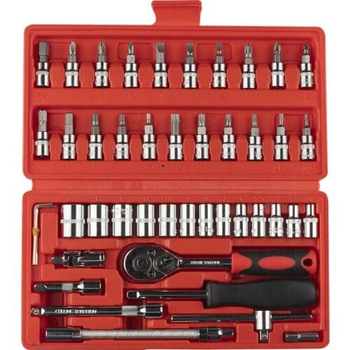 Tool 46pcs 1/4-Inch Socket Set Car Repair Tools Set Ratchet Torque Wrench Combo Toolkit Ferramenta