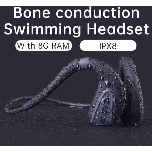 DOSII Bone Conduction Earphones Swimming Headphone Wireless Bluetooth MP3 Music Player With 8GB IPX8 Waterproof Earbuds Headset