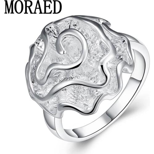 New Arrival 925 Sterling Silver Elegant Rose Flower Rings Woman Engagement Wedding Silver Rings Fashion Jewelry
