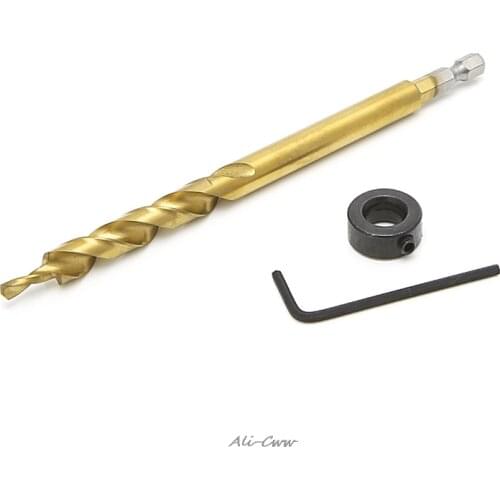 New Hex Pocket Hole 3/8" Twist Step Drill Bit+Stop Collar Set for Kreg Jig Guide