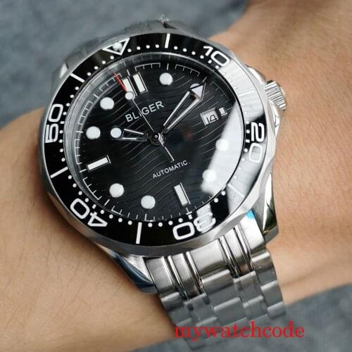 New Bliger Mechanical Automatic Movement NH35A MIYOTA 8215 Movement Sapphire Glass Mental Band Auto Date