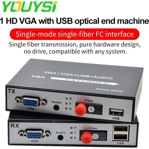 VGA 1080P Fiber Extender VGA to Optical Fiber Converter Audio Fiber Transceiver FC/ 3.5mm/USB Port, , 20KM