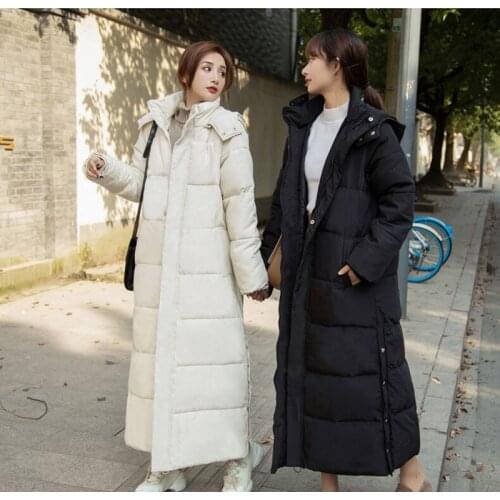 Down Padded Jacket Women 2021 Winter New Korean Version Extended Loose Thick Padded Overcoat Commute Best Friend Cotton Outwear