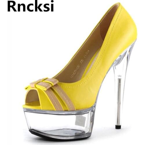 Rncksi Spring Peep Toe Dress Pumps 15cm High Heels Sexy Womens Night Club Party Queen Pole Dance Pumps 5cm Platform Pumps